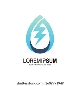 Water drop logo and thunder icon combination, volt logo