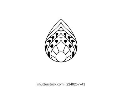 Logotipo de gota de agua con varios ornamentos en el concepto de diseño de zentangle