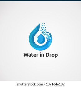water in drop logo vector, concept, icon, element, and template for business