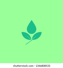 water drop logo vector, green leaf illustration. symbol. world water day
