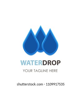 Water drop logo vector icon design clean aqua blue symbol nature liquid sign droplet