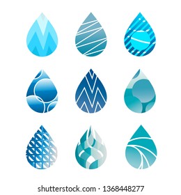 water drop logo - vector icon set