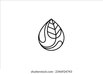 Water drop logo vector illustration combined with leaf design