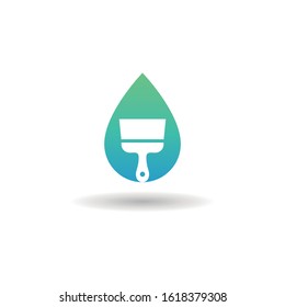 water drop logo vector with paintbrush