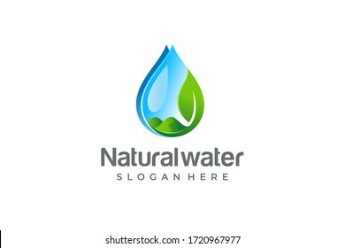 Water Drop Logo View Leaves Green Stock Vector (Royalty Free ...