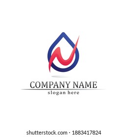 Logotipo y logotipo de la ola Modelo de ilustración de vector Diseño comercial y financiero