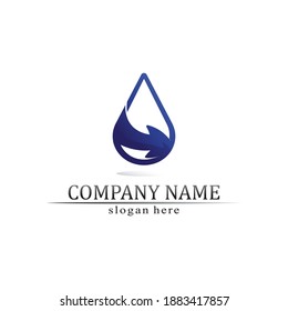 Water drop Logo and wave logo  Template vector illustration design Business and finance