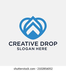 Water drop love logo design vector monoline style water drop logo with love combination Letter e water drop logo design vector monoline style water drop logo with letter e