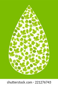 Water drop made with leaves vector ecology background concept