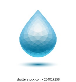 Water drop of many triangles. Natural shades. Labl. Emblem. Eco. Eps10.