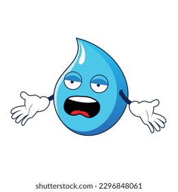 Water Drop Mascot with angry gesture. Vector illustration isolated on white background