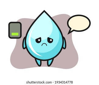 Water drop mascot character doing a tired gesture