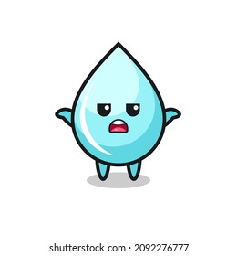 water drop mascot character saying I do not know , cute style design for t shirt, sticker, logo element