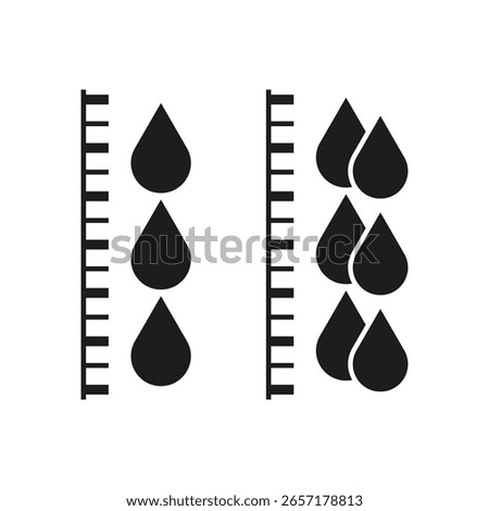 Water drop meter. Liquid level indicator. Raindrop Vector elements. Measurement scale icon. EPS 10.