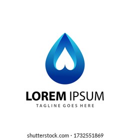 Water Drop Modern Logo Design 3D Template Premium Icon