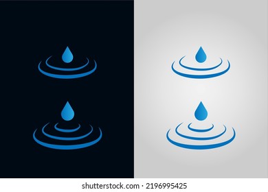 A water drop modern minimal logo design. falling water drop and water waves