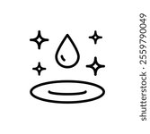 Water drop, moisture, liquid. Water filtration icon. Rain drops, H2O molecule, purification filter, pure aqua outline vector illustration. Linear pictogram for drink.