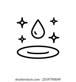 Water drop, moisture, liquid. Water filtration icon. Rain drops, H2O molecule, purification filter, pure aqua outline vector illustration. Linear pictogram for drink.