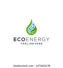 water drop molecule leaf hand logo modern vector graphic illustration
