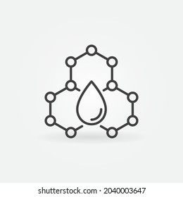 Wassertropfen mit Umriss-Vektorsymbol oder Gestaltungselement von Molecule
