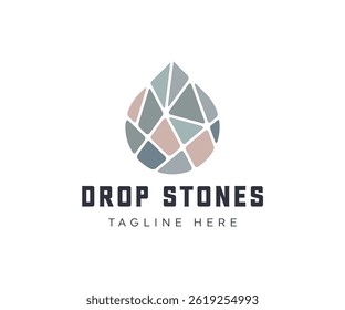 Water drop mosaic stone logo icon design