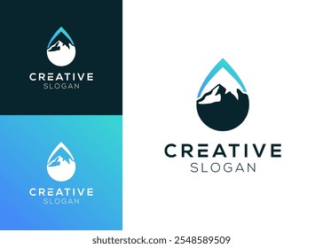 Water drop mountain logo - Combination of water drop with mountain