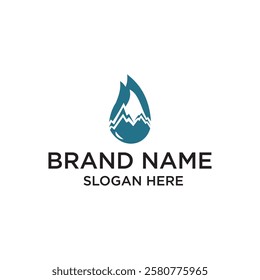 Water drop mountain logo design vector