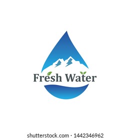 water drop and mountain Logo icon vector illustration design for bottle water business concept