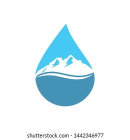 water drop and mountain Logo icon vector illustration design for bottle water business concept