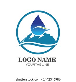 water drop and mountain Logo icon vector illustration design for bottle water business concept