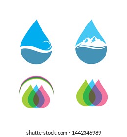 water drop and mountain Logo icon vector illustration design for bottle water business concept
