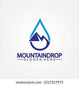 Caída de agua en la montaña Ilustración vectorial con logotipo para la ilustración de las existencias de agua