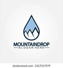 Water drop with mountain Logo vector illustration for water business stock illustration