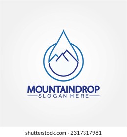 Water drop with mountain Logo vector illustration for water business stock illustration