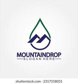 Caída de agua en la montaña Ilustración vectorial con logotipo para la ilustración de las existencias de agua