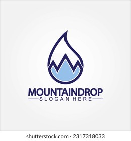 Caída de agua en la montaña Ilustración vectorial con logotipo para la ilustración de las existencias de agua