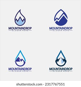 Caída de agua en la montaña Ilustración vectorial con logotipo para la ilustración de las existencias de agua