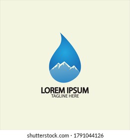 Abandono de agua con un icono de río de montaña Icono del logotipo Ilustración vectorial del material acuático