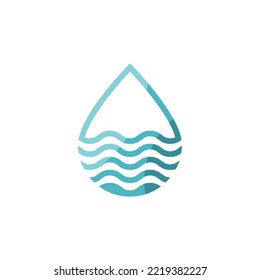 Water drop mountain river logo design nature concept illustration