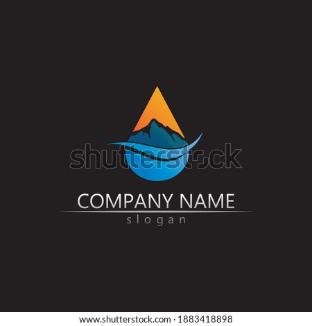 Water drop and mountain view landscape nature Logo Template vector illustration design