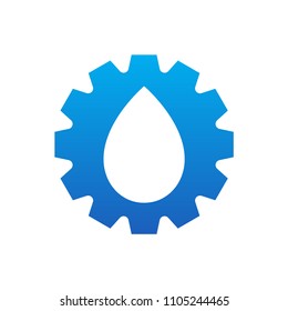Water drop nature plumbing gear setting plumber company logo or icon vector design template
