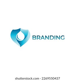Water Drop Negative Space in Shield Logo Design