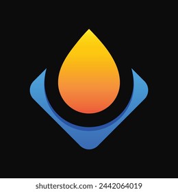 Water Drop Oil Gas Fire Modern Abstract Logo