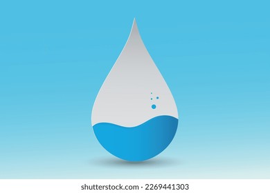 Caída de agua sobre fondo azul, signo líquido limpio y fresco azul