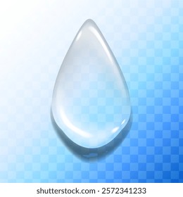 Water drop on a colored background with a transparent effect, creating the effect of a glass or soap bubble. Visual effect; tear, drop, mucus, runny nose, bubble. Beauty and health product concept