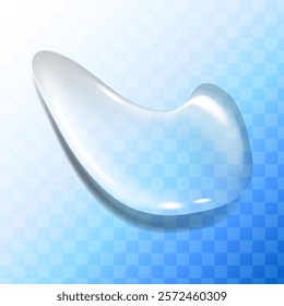 Water drop on a colored background with a transparent effect, creating the effect of liquid or soap bubble. Visual effect; tear, drop, mucus, runny nose, bubble. Beauty and health product concept