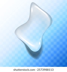 Gota de água em um fundo colorido com um efeito transparente, criando o efeito de bolha líquida ou sabão. Efeito visual; lacrimejamento, queda, muco, corrimento nasal, bolha. Conceito de produto de beleza e saúde