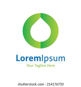 Water drop on a green circle background vector logo icon