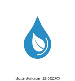 Caída de agua en hoja, ilustración vectorial de plantilla de logotipo Diseño