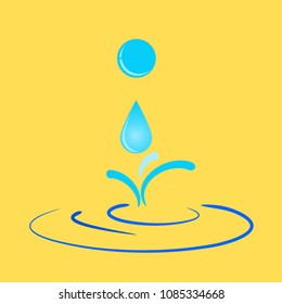 water drop on water pool .illustration vector.